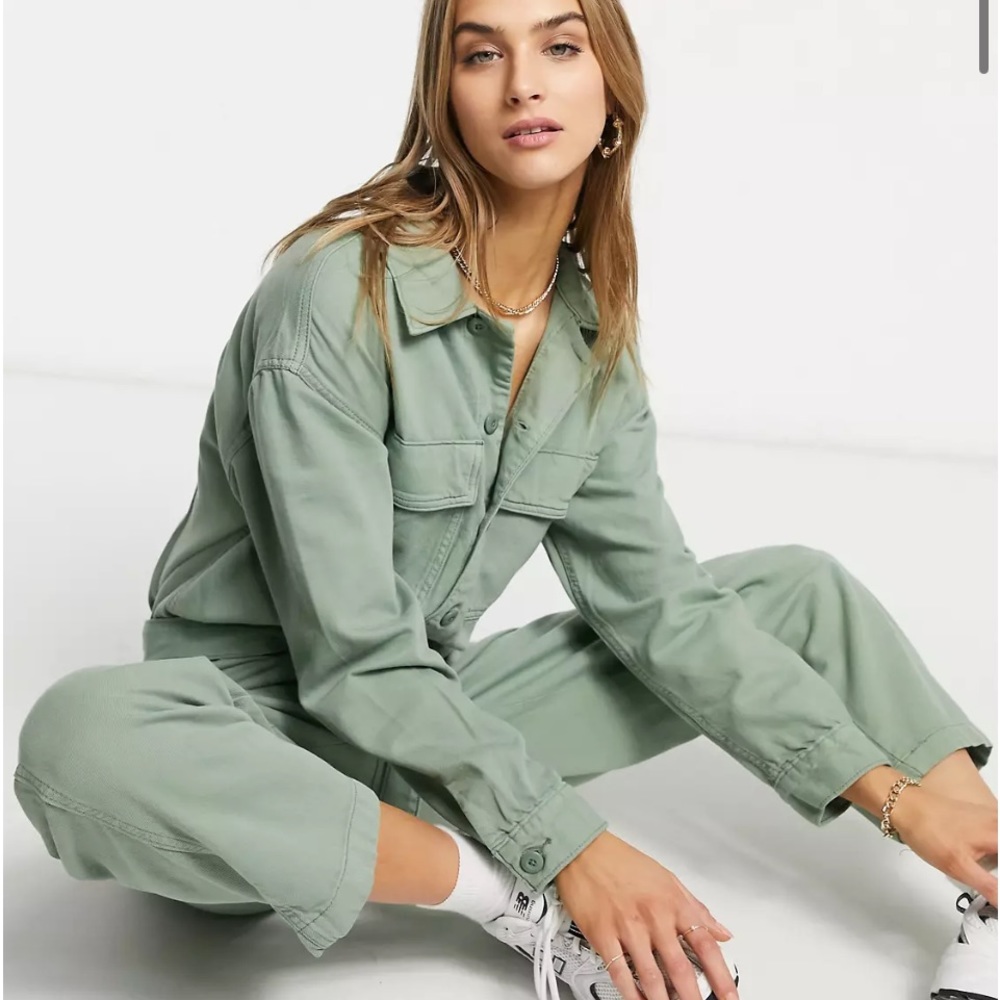 NEW LEVI’S SURPLUS WOMEN JUMPSUIT JEANS DENIM MILITARY SOLDIER GREEN PASTEL TREE